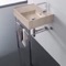 Beige Travertine Design Ceramic Console Sink and Polished Chrome Stand, 24